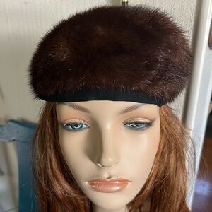 Vintage Brown Mink Fur Cap Hat